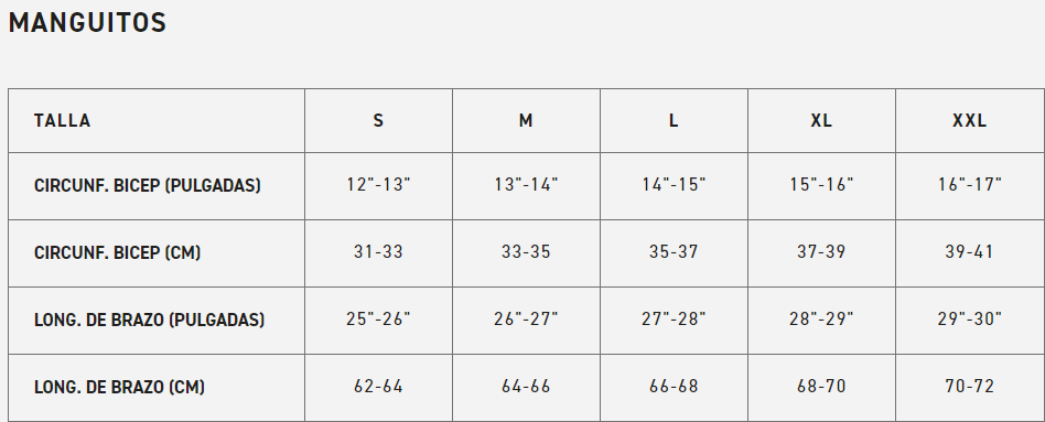 etxeondo tallas manguitos