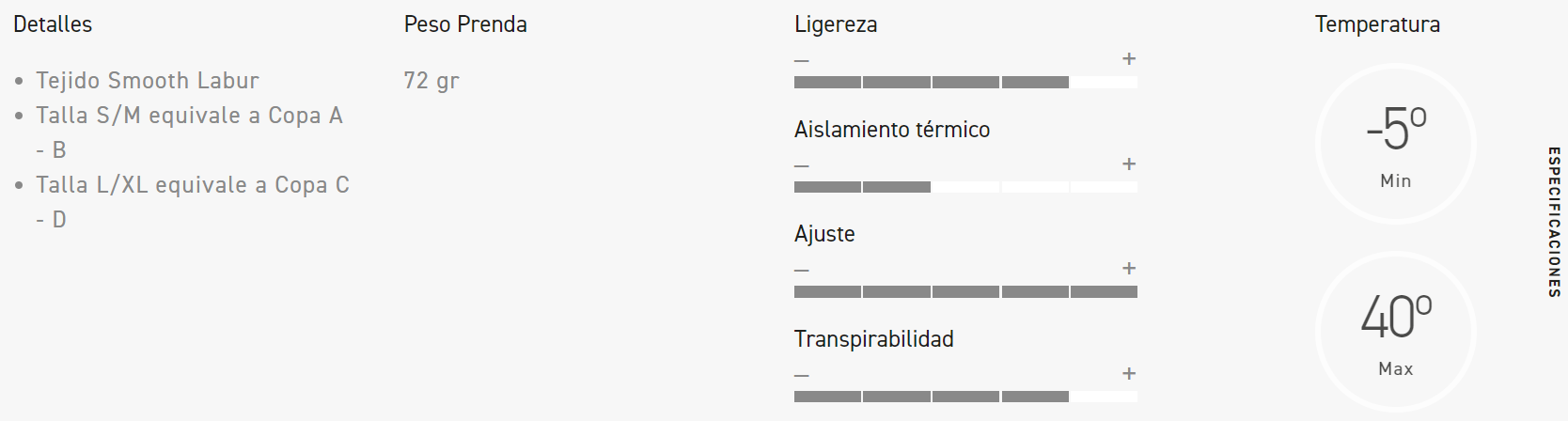 etxeondo top mujer especificaciones